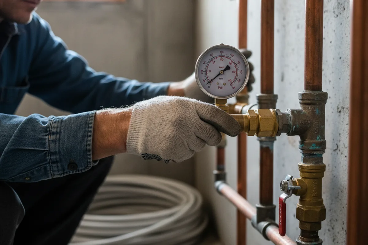 Pressure testing a repaired line during Water Line Repair in Mountville